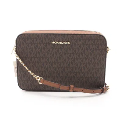 Pre-owned Michael Kors Brown Coated Canvas Leather Shoulder Bag ()