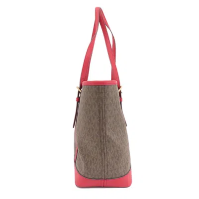 Pre-owned Michael Kors Brown Red Color Pvc Tote Bag ()