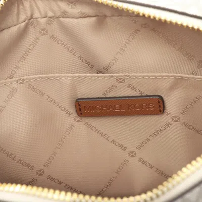 Michael Kors Jet Set Brown White Coated Canvas Leather Shoulder Bag