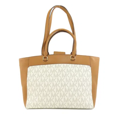 Pre-owned Michael Kors Michael  Brown White Pvc Tote Bag ()