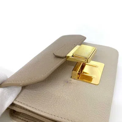 Pre-owned Miu Miu Beige Brown Leather Wallet (tri-fold) ()