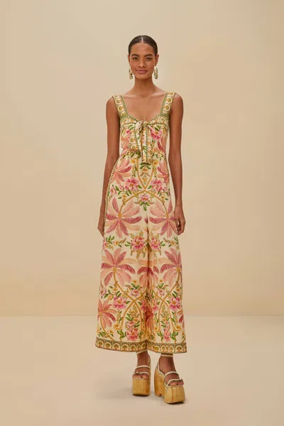 Farm Rio Active Off-white Palm Dream Lenzing Ecovero Euroflax Jumpsuit