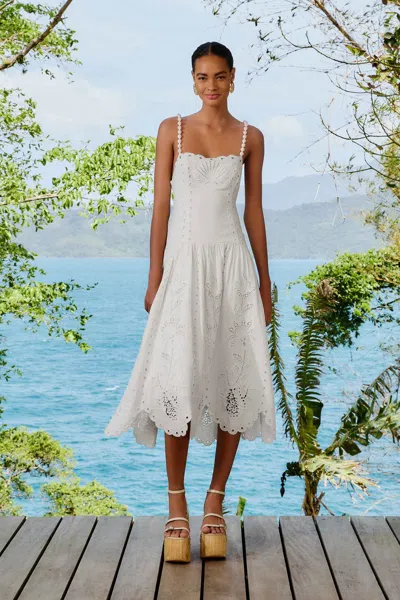 Farm Rio Active Off-white Richelieu Lenzing Ecovero Euroflax Midi Dress