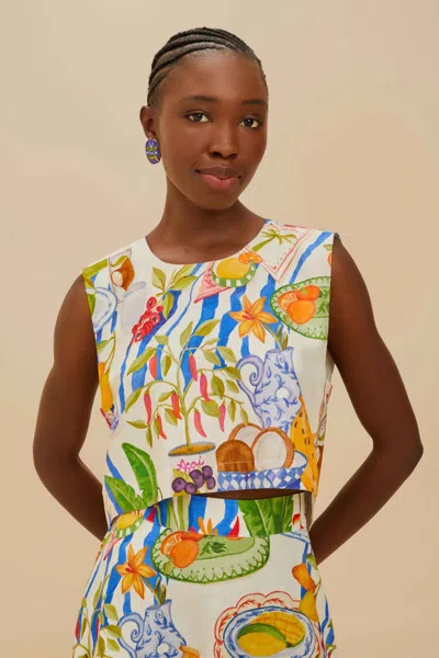 Farm Rio Active Off-white Fresh Table Lenzing Ecovero Euroflax Blouse