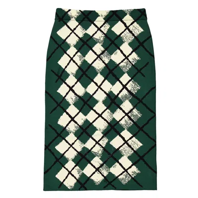 Burberry "knitted Diamond Pattern Midi Skirt In Green