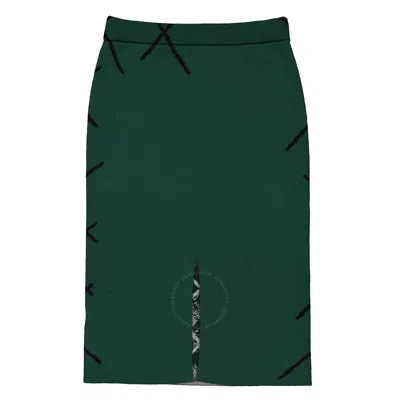Burberry "knitted Diamond Pattern Midi Skirt In Green