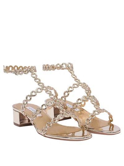 Aquazzura Infinity Chain Sandal In Mirrored Leather