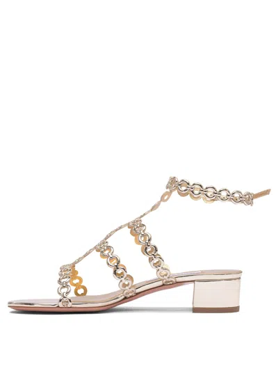 Aquazzura Infinity Chain Sandal In Mirrored Leather