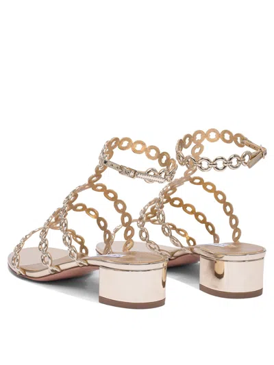 Aquazzura Infinity Chain Sandal In Mirrored Leather