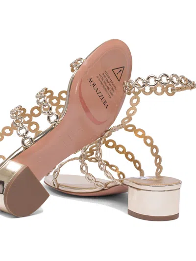 Aquazzura Infinity Chain Sandal In Mirrored Leather