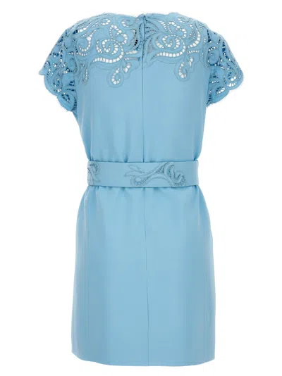 Ermanno Scervino Lace Dress With Belted Waist And Cap Sleeves