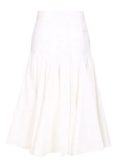 Jacquemus Flared High-waisted Midi Skirt With Distinctive Metal Loop