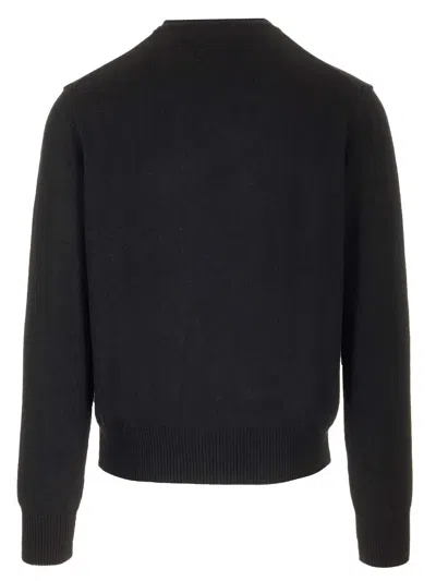 Vivienne Westwood Crewneck Sweater With Embroidered Emblem And Ribbed Details In Black