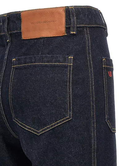 Victoria Beckham Wide Leg High Rise Jeans With Contrast Stitching In Black