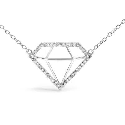 Haus Of Brilliance .925 Sterling Silver 1/7 Cttw Lab Grown Diamond Diamond Shaped Pendant Necklace -