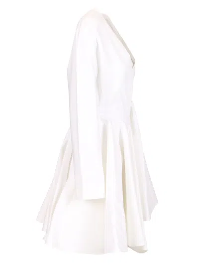 Alaïa Womens Spiral-belt Pleated Cotton-poplin Mini Dress Blanc