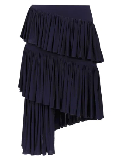 Alaïa Womens Minuit Ruffled High-waist Knitted Maxi Skirt