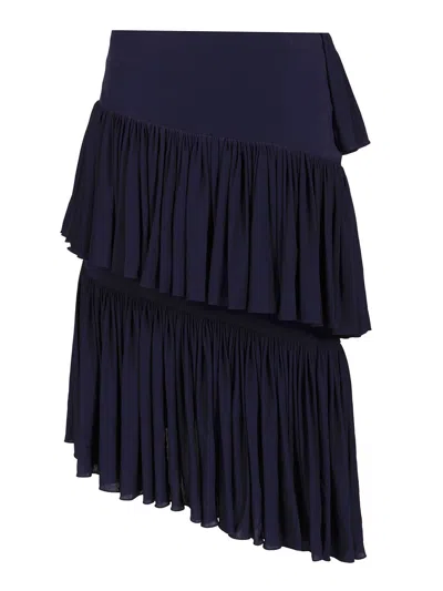 Alaïa Womens Minuit Ruffled High-waist Knitted Maxi Skirt