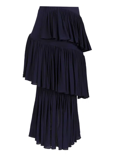 Alaïa Womens Minuit Ruffled High-waist Knitted Maxi Skirt