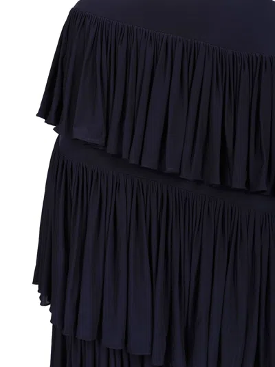 Alaïa Womens Minuit Ruffled High-waist Knitted Maxi Skirt