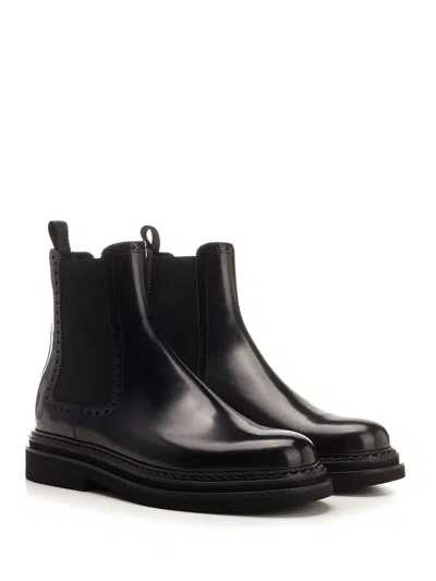 Dolce & Gabbana Black Brushed Leather Ankle Boot Scarpe Basse Black