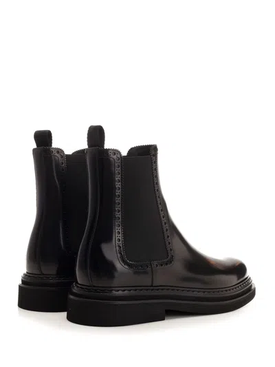 Dolce & Gabbana Black Brushed Leather Ankle Boot Scarpe Basse Black