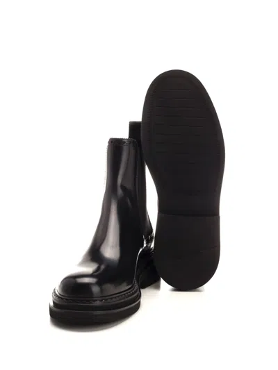 Dolce & Gabbana Black Brushed Leather Ankle Boot Scarpe Basse Black