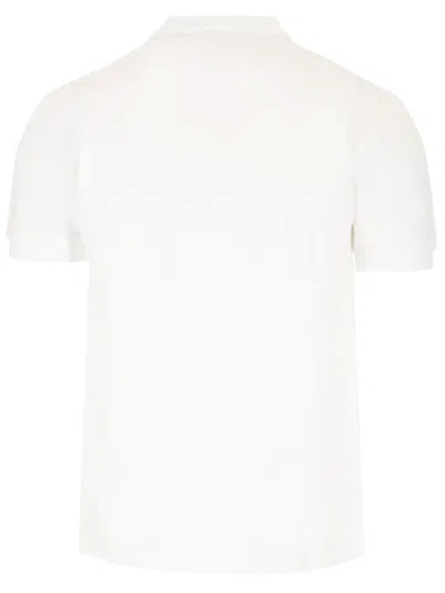 Comme Des Garçons Play Emblem Heart Asymmetric Hem Pique Polo In White