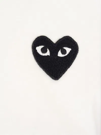 Comme Des Garçons Play Emblem Heart Asymmetric Hem Pique Polo In White