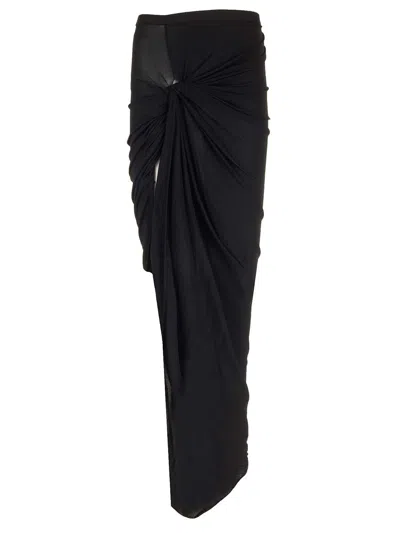 Rick Owens Lillies Black Stretch Viscose Midi Skirt Skirts Black