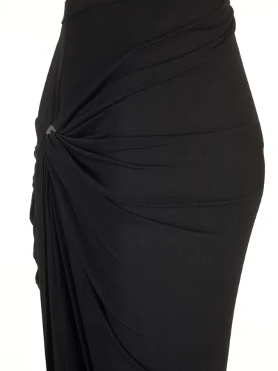 Rick Owens Lillies Black Stretch Viscose Midi Skirt Skirts Black