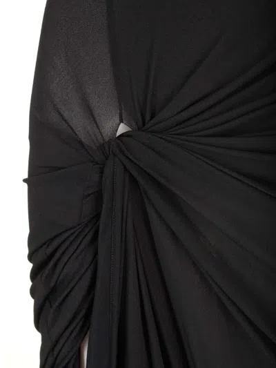 Rick Owens Lillies Black Stretch Viscose Midi Skirt Skirts Black