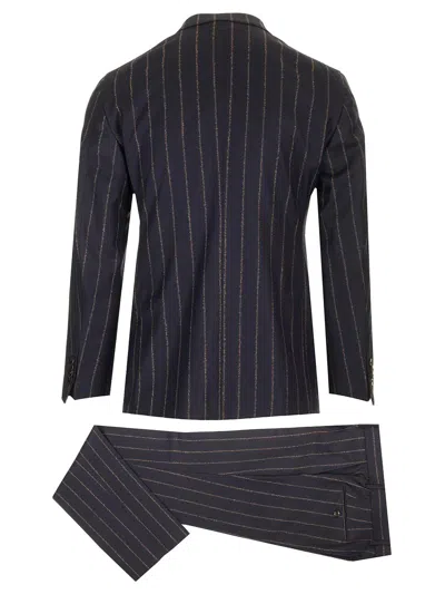 Gabriele Pasini Blue Wool Pinstripe Suit Dresses Blue