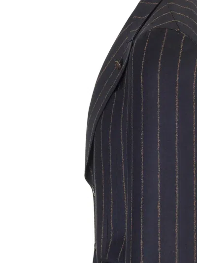 Gabriele Pasini Blue Wool Pinstripe Suit Dresses Blue
