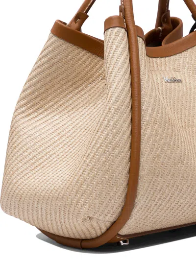 MAX MARA BORSA MARINE EXTRA SMALL IN TESSUTO EFFETTO RAFIA HANDBAGS BROWN 
