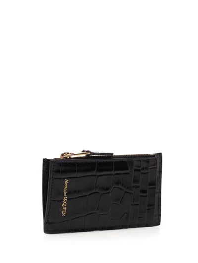 Alexander Mcqueen Card Holder With Zip Wallets Black