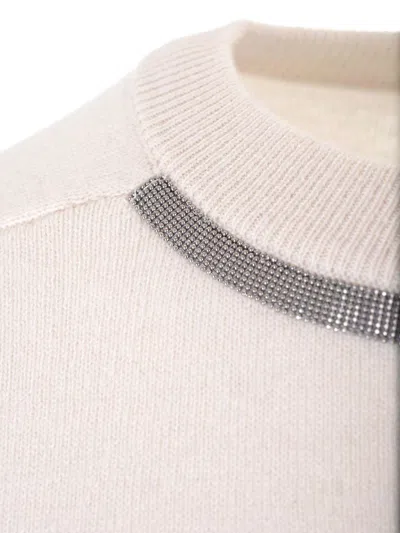 Brunello Cucinelli Cashmere Crewneck Sweater Knitwear White