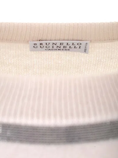 Brunello Cucinelli Cashmere Crewneck Sweater Knitwear White