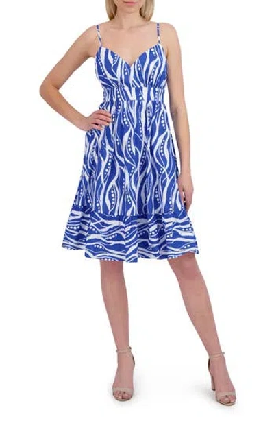 Laundry By Shelli Segal Wave Print Cotton Fit & Flare Sundress
