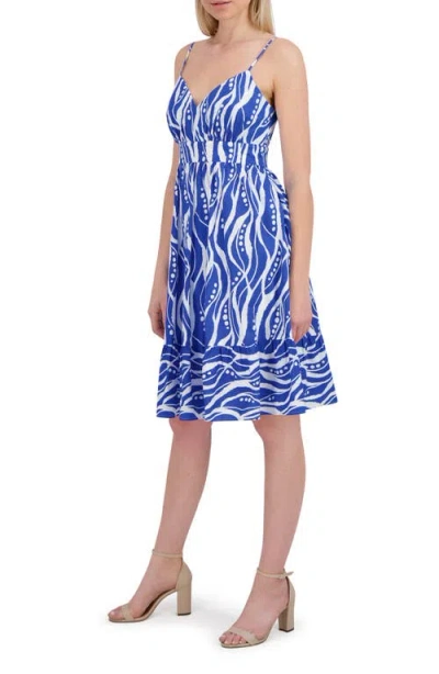Laundry By Shelli Segal Wave Print Cotton Fit & Flare Sundress