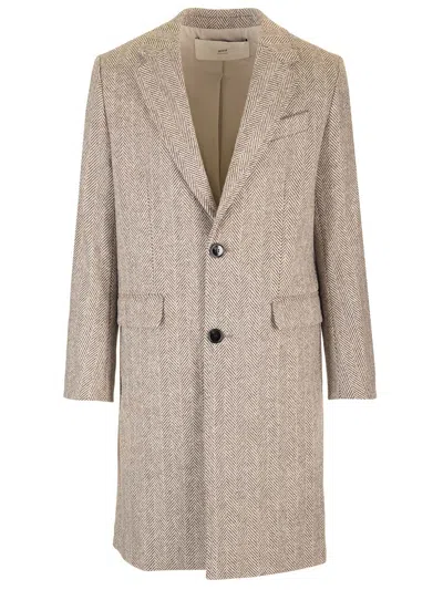 Ami Alexandre Mattiussi Ami Paris Herringbone Button-up Coat