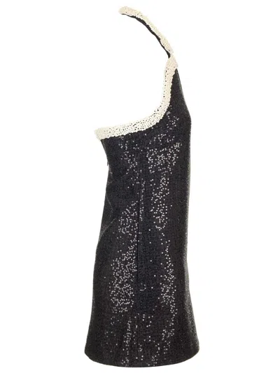 Self-portrait Boucle Pearly-trim Mini Dress