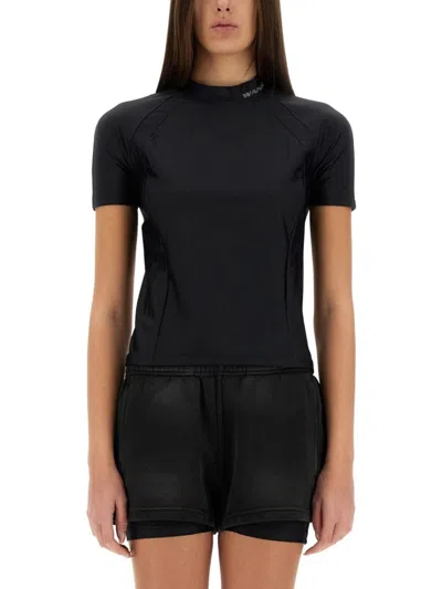 Alexander Wang T Fitted Black T-shirt With Logo Details