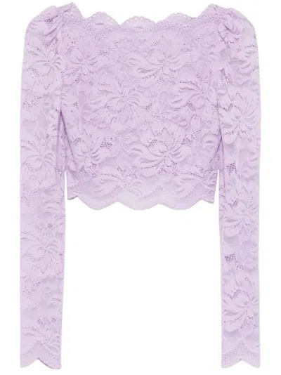 Rabanne Lavender Lace-effect Top With Boat Neckline