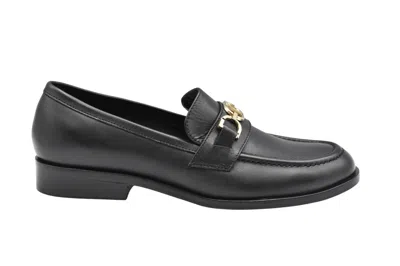 Twinset Black Leather Laced Flat Shoes