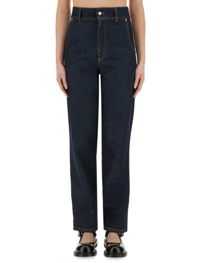 Moschino Blue Denim Pants Laurel Crown Patch