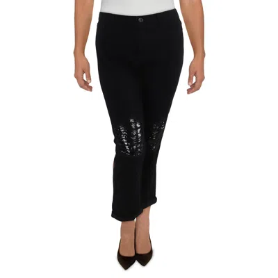 Seven7 Womens Sequined Ripped Straight Leg Jeans