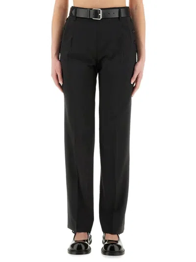 Moschino Straight Fit Wool Pants With Pockets In Black