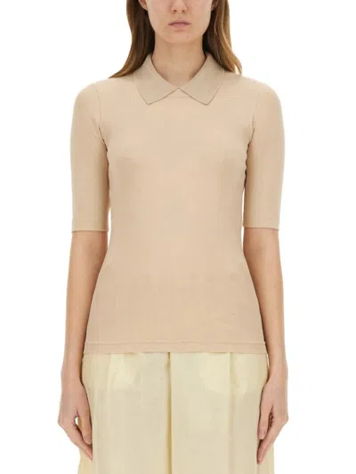 Fabiana Filippi Ribbed Collared T-shirt Slim Fit