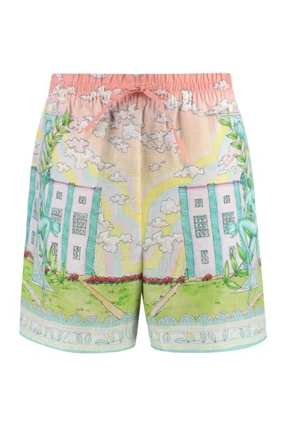 Casablanca Linen Shorts With Printed Graphic Design